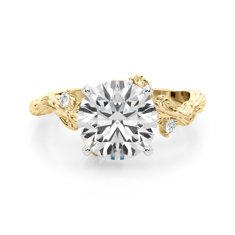 Resplendent Center Round Diamond Engagement Ring in 10K/14K gold and platinum with certified lab-grown or natural diamonds