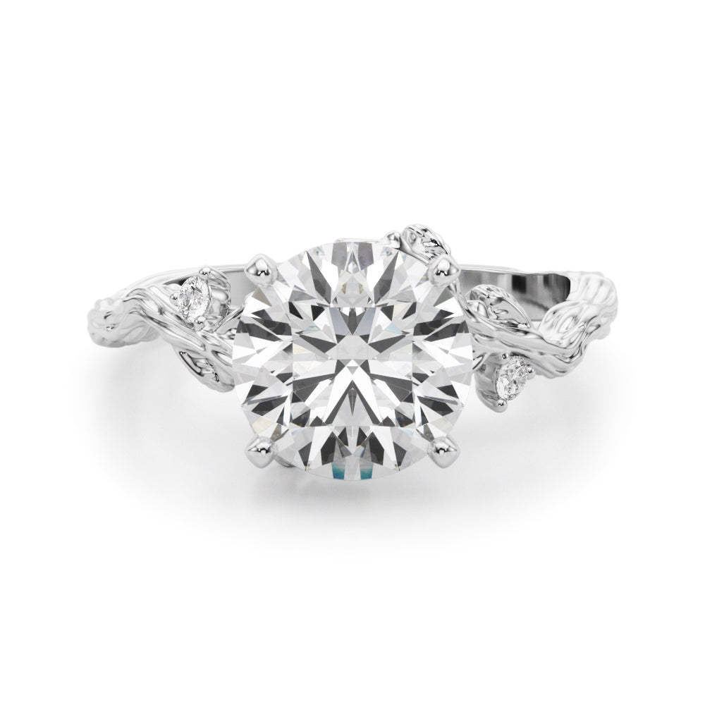 Resplendent Center Round Diamond Engagement Ring in 10K/14K gold and platinum with certified lab-grown or natural diamonds