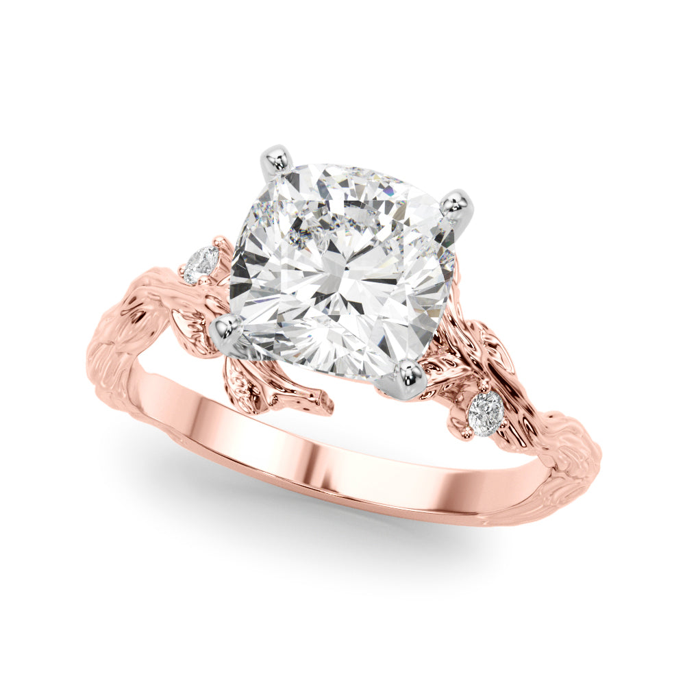 Resplendent Center Round Diamond Engagement Ring in 10K/14K gold and platinum with certified lab-grown or natural diamonds