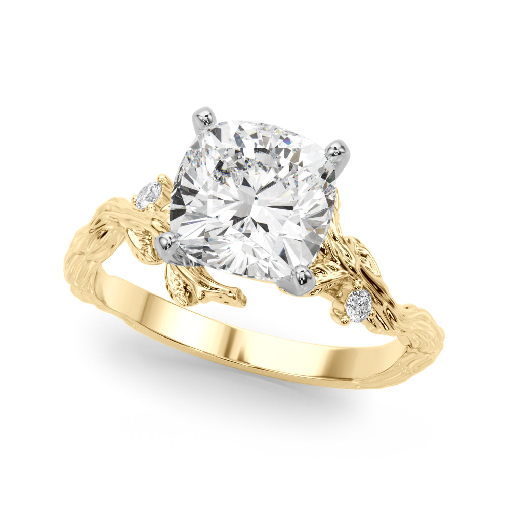 Resplendent Center Round Diamond Engagement Ring in 10K/14K gold and platinum with certified lab-grown or natural diamonds