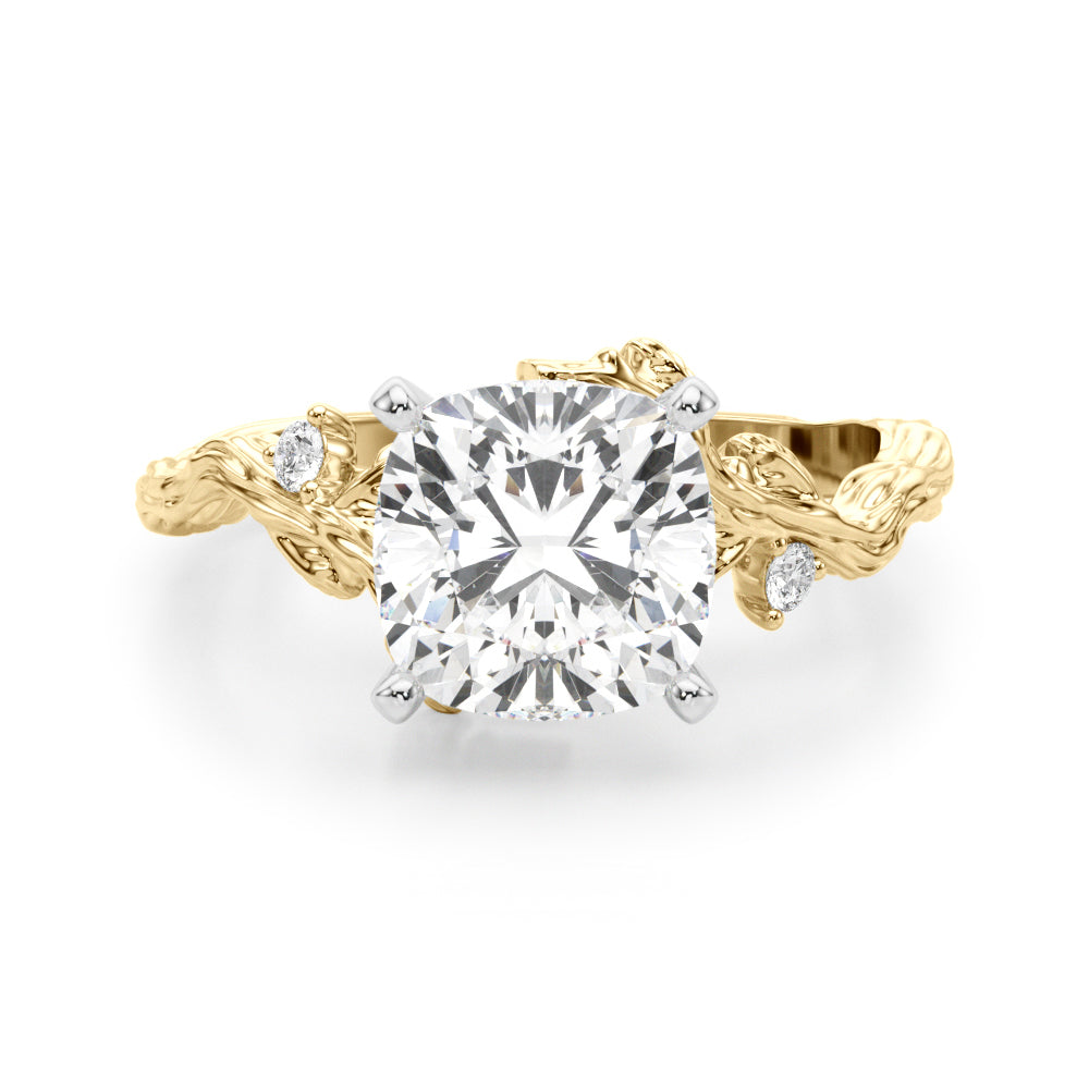 Resplendent Center Round Diamond Engagement Ring in 10K/14K gold and platinum with certified lab-grown or natural diamonds