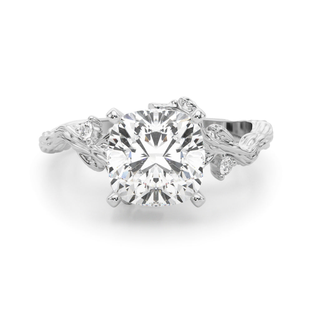 Resplendent Center Round Diamond Engagement Ring in 10K/14K gold and platinum with certified lab-grown or natural diamonds