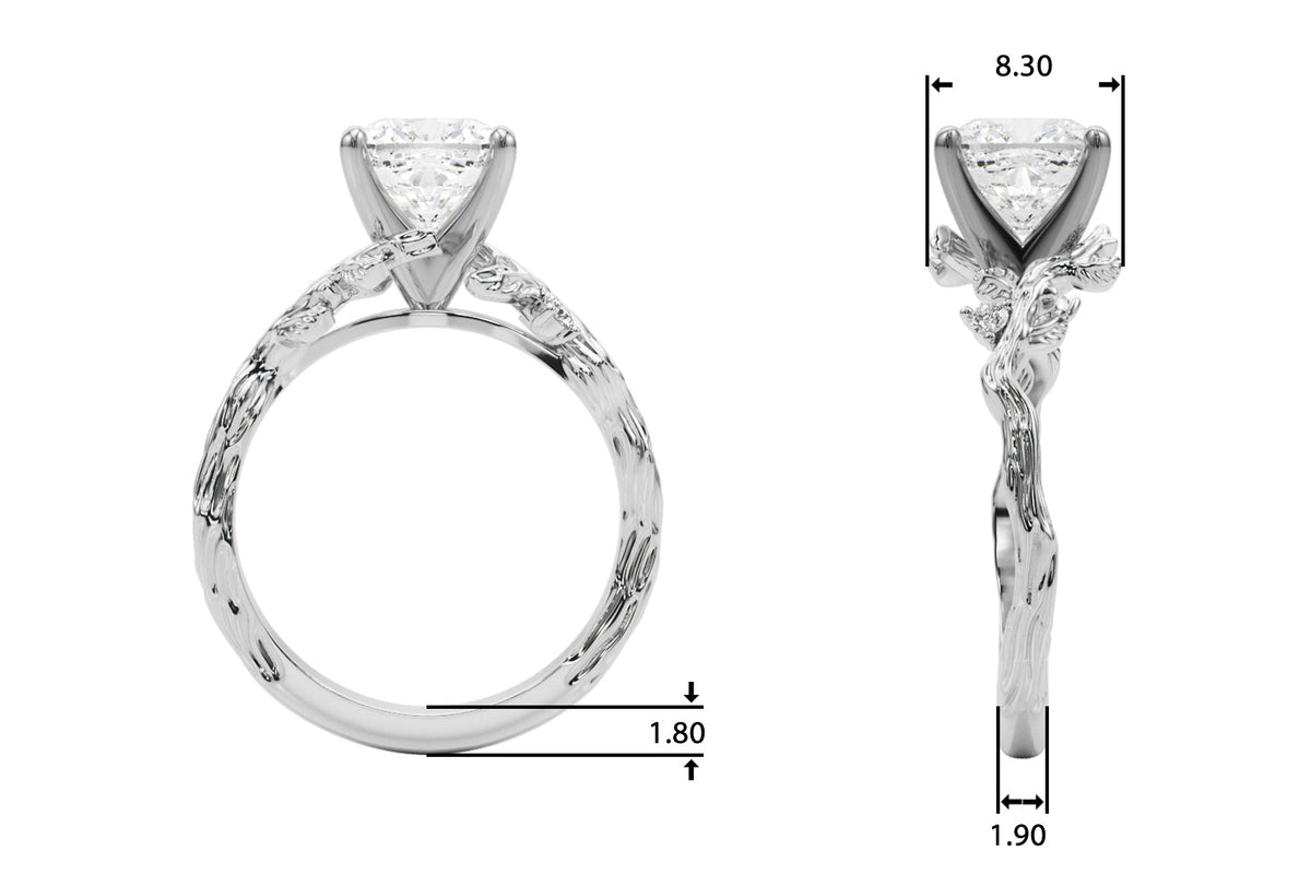 Resplendent Center Round Diamond Engagement Ring in 10K/14K gold and platinum with certified lab-grown or natural diamonds