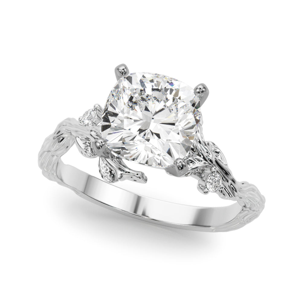 Resplendent Center Round Diamond Engagement Ring in 10K/14K gold and platinum with certified lab-grown or natural diamonds