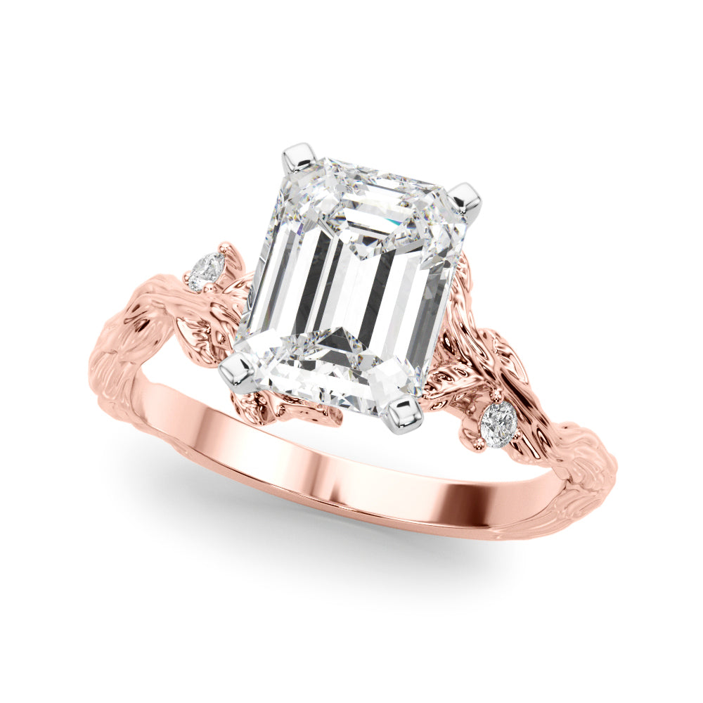 Resplendent Center Round Diamond Engagement Ring in 10K/14K gold and platinum with certified lab-grown or natural diamonds