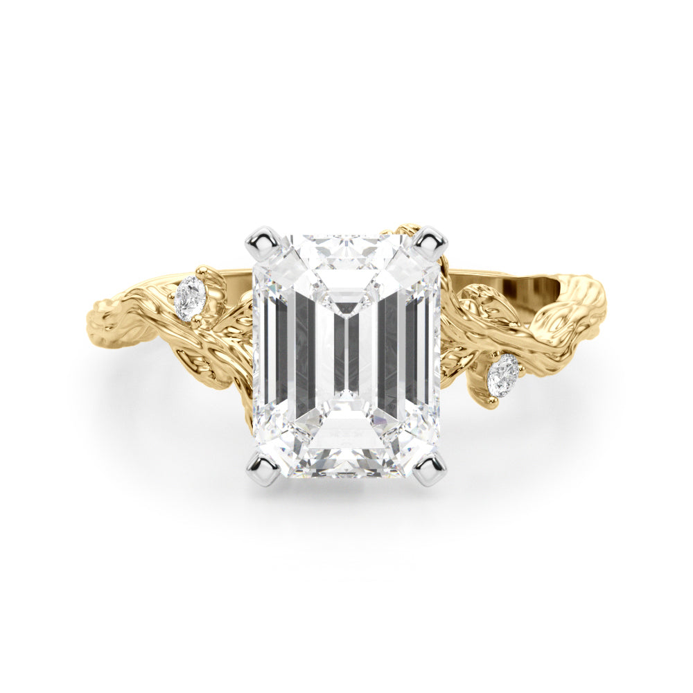 Resplendent Center Round Diamond Engagement Ring in 10K/14K gold and platinum with certified lab-grown or natural diamonds