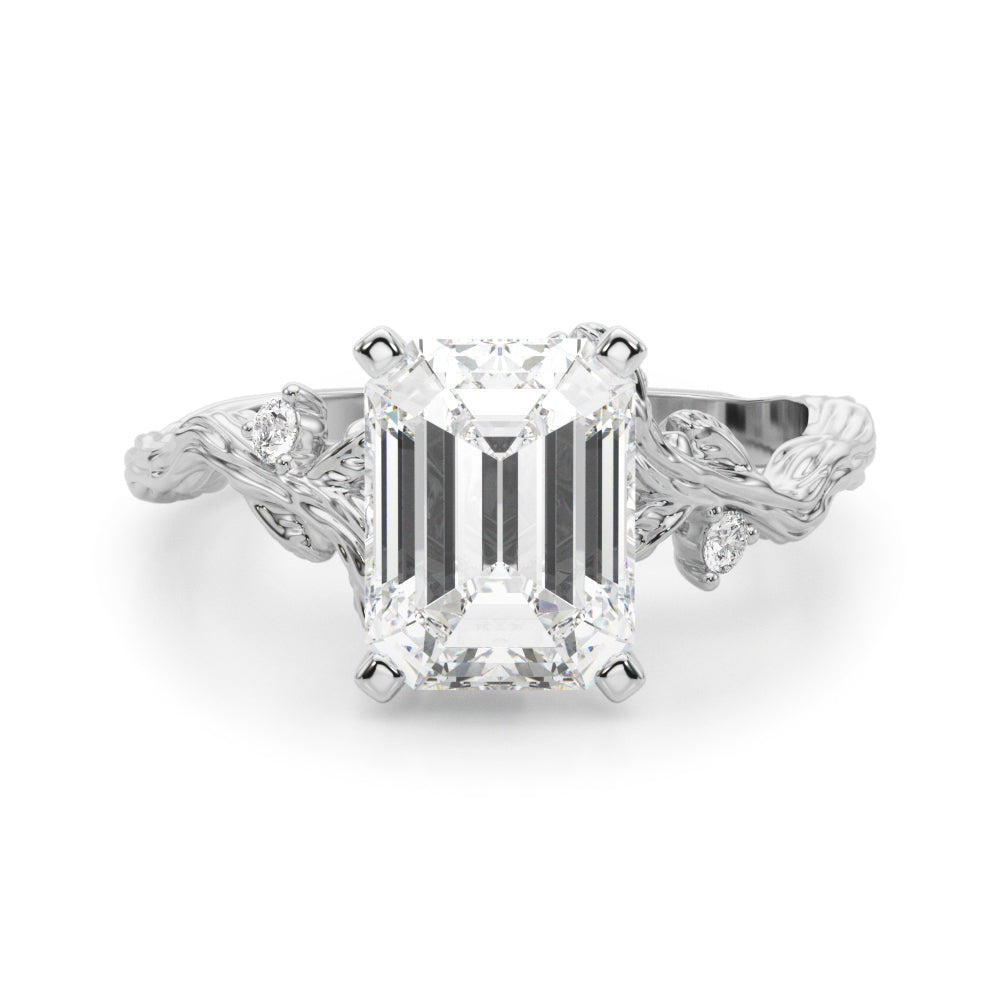 Resplendent Center Round Diamond Engagement Ring in 10K/14K gold and platinum with certified lab-grown or natural diamonds