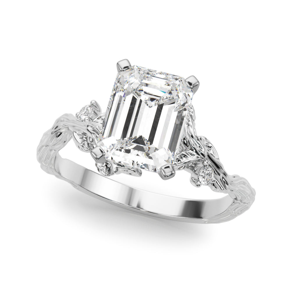 Resplendent Center Round Diamond Engagement Ring in 10K/14K gold and platinum with certified lab-grown or natural diamonds