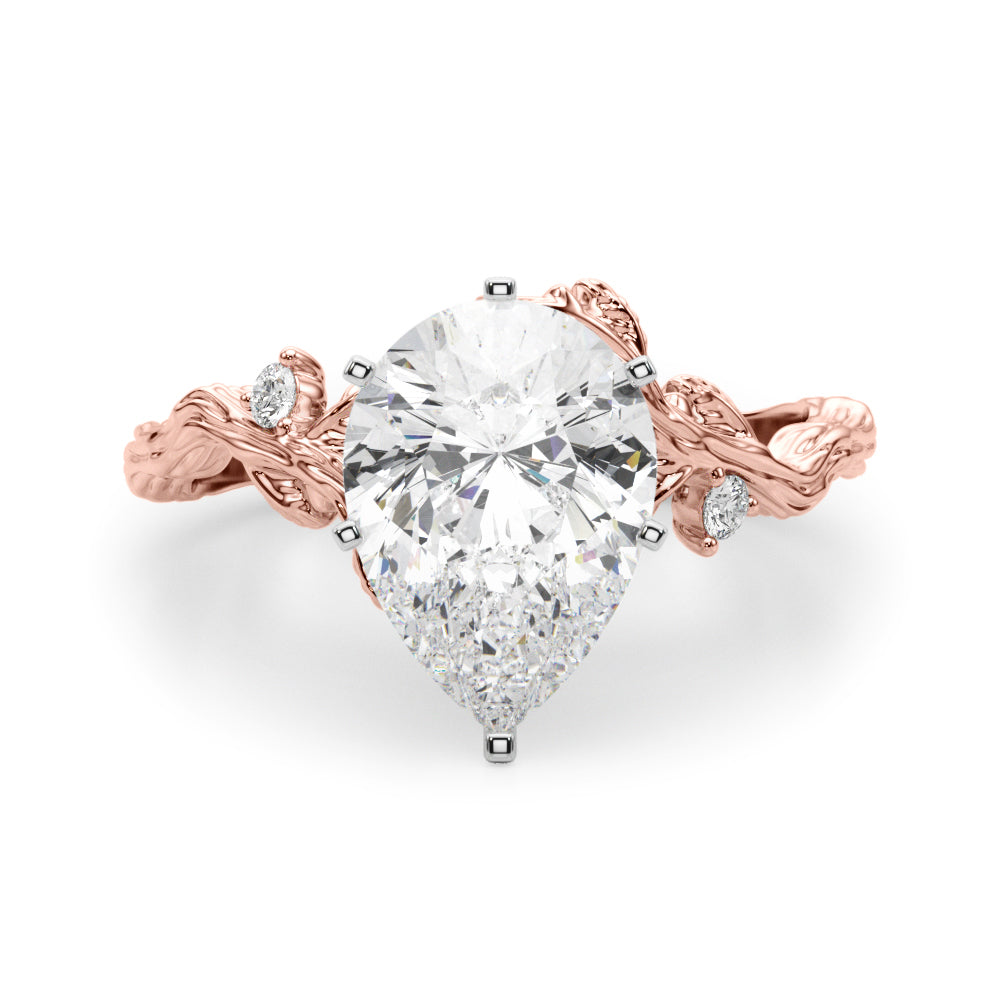 Resplendent Center Round Diamond Engagement Ring in 10K/14K gold and platinum with certified lab-grown or natural diamonds