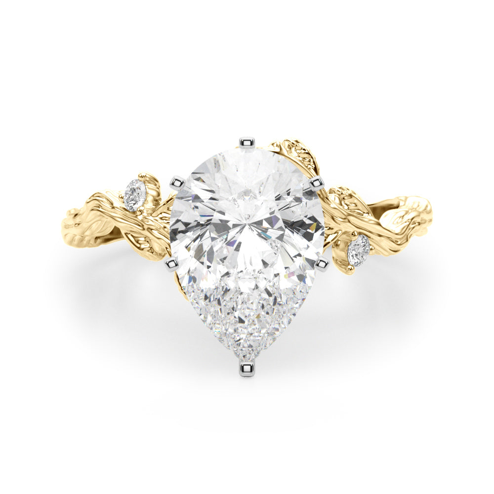 Resplendent Center Round Diamond Engagement Ring in 10K/14K gold and platinum with certified lab-grown or natural diamonds