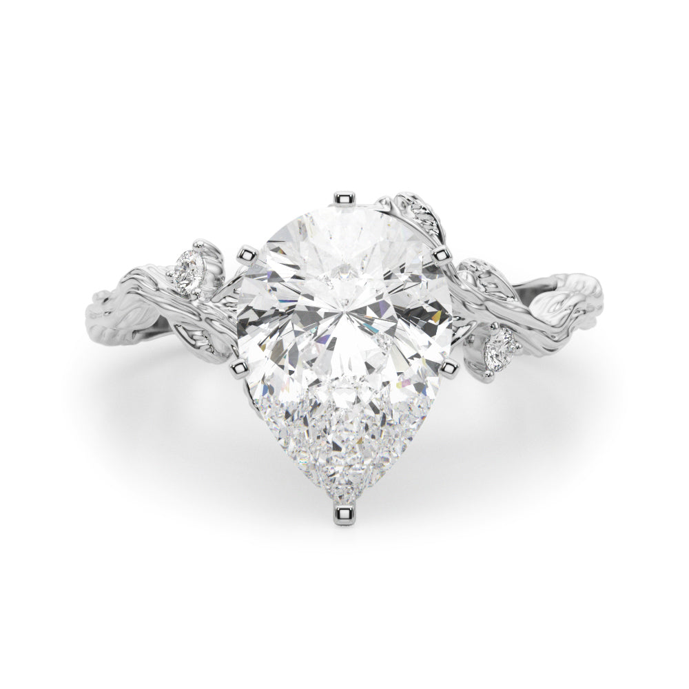 Resplendent Center Round Diamond Engagement Ring in 10K/14K gold and platinum with certified lab-grown or natural diamonds