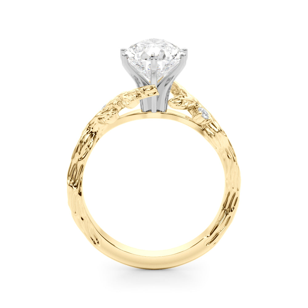 Resplendent Center Round Diamond Engagement Ring in 10K/14K gold and platinum with certified lab-grown or natural diamonds