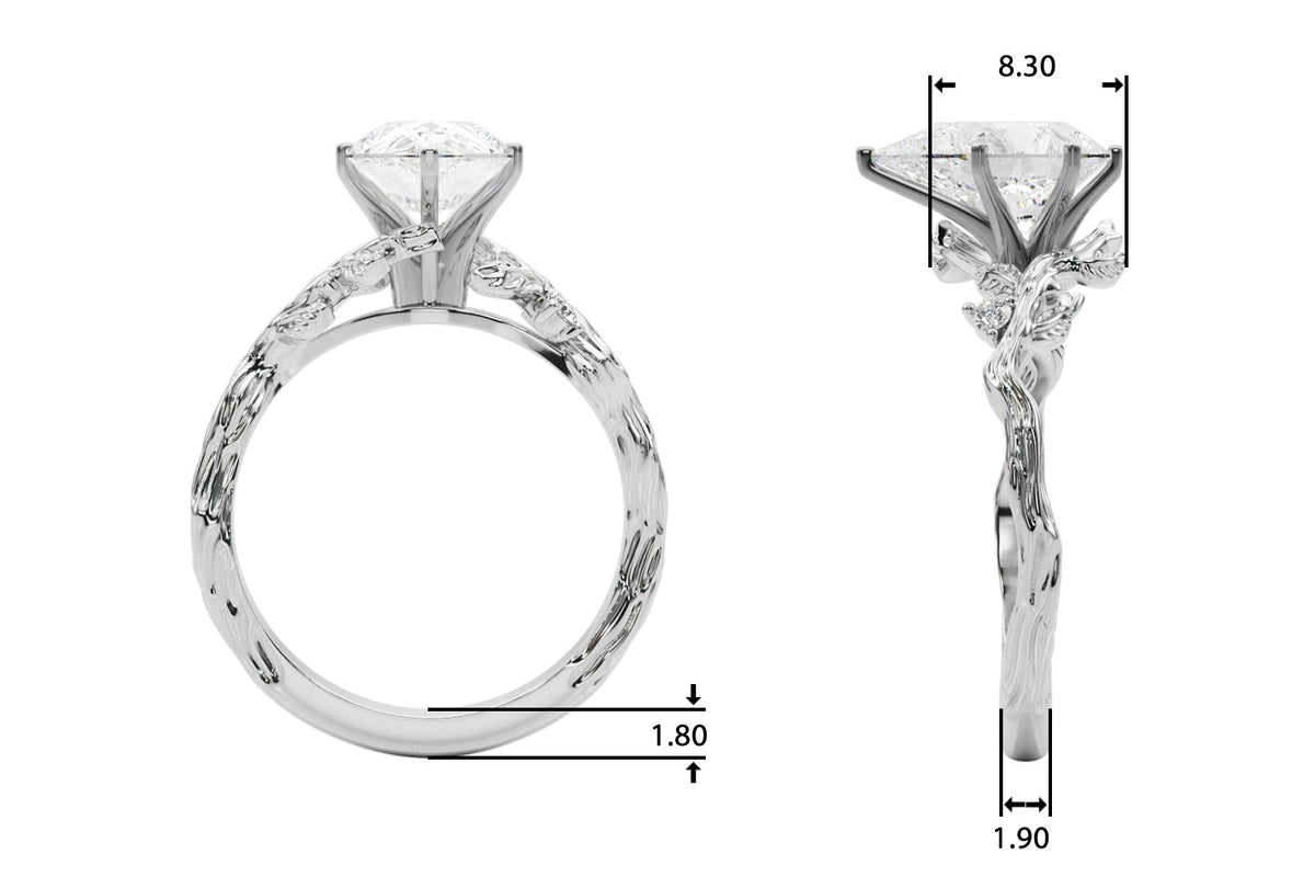 Resplendent Center Round Diamond Engagement Ring in 10K/14K gold and platinum with certified lab-grown or natural diamonds