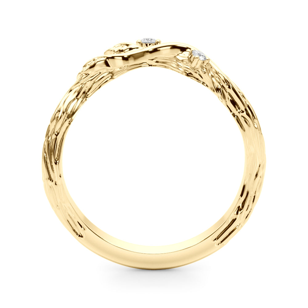 Accented Floral Half Eternity Ring in Gold & Platinum