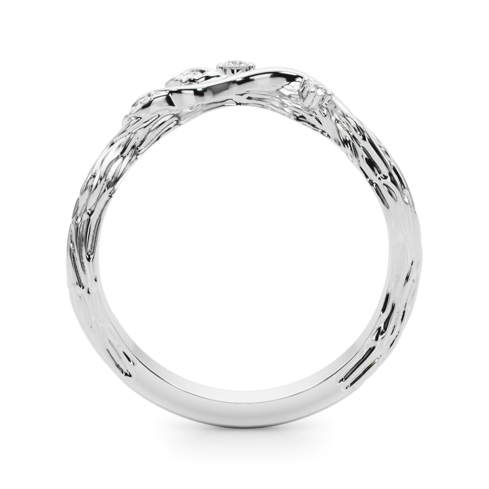 Accented Floral Half Eternity Ring in Gold & Platinum