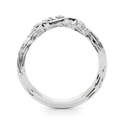 Accented Floral Half Eternity Ring in Gold & Platinum