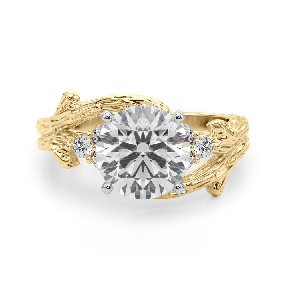 Cherished Center Round Diamond Engagement Ring â€” 10K/14K Gold & Platinum