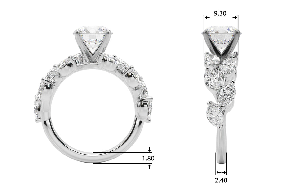 Cherished Center Round Diamond Engagement Ring â€” 10K/14K Gold & Platinum