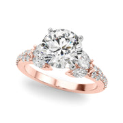 Noble Sidestone Round Diamond Engagement Ring in 10K/14K gold and platinum with certified lab-grown or natural diamonds