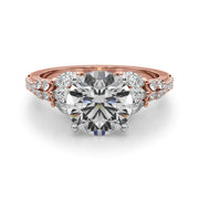 Noble Sidestone Round Diamond Engagement Ring in 10K/14K gold and platinum with certified lab-grown or natural diamonds
