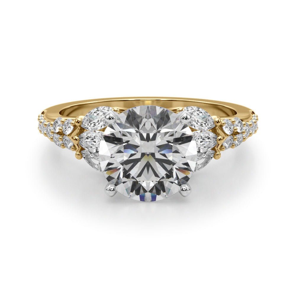 Noble Sidestone Round Diamond Engagement Ring in 10K/14K gold and platinum with certified lab-grown or natural diamonds
