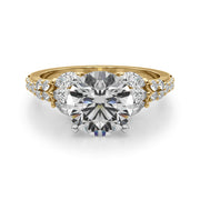 Noble Sidestone Round Diamond Engagement Ring in 10K/14K gold and platinum with certified lab-grown or natural diamonds