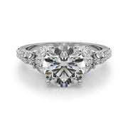 Noble Sidestone Round Diamond Engagement Ring in 10K/14K gold and platinum with certified lab-grown or natural diamonds