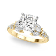 Noble Sidestone Round Diamond Engagement Ring in 10K/14K gold and platinum with certified lab-grown or natural diamonds
