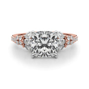 Noble Sidestone Round Diamond Engagement Ring in 10K/14K gold and platinum with certified lab-grown or natural diamonds