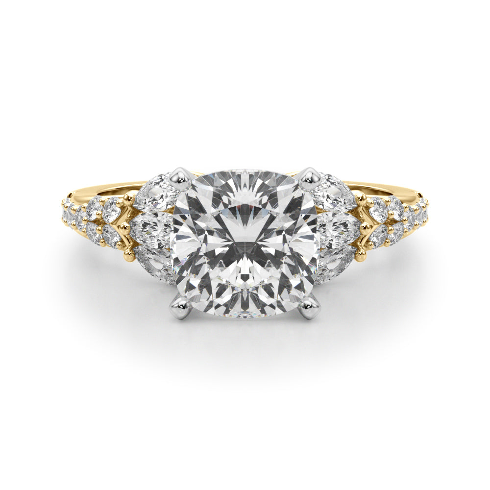Noble Sidestone Round Diamond Engagement Ring in 10K/14K gold and platinum with certified lab-grown or natural diamonds