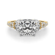 Noble Sidestone Round Diamond Engagement Ring in 10K/14K gold and platinum with certified lab-grown or natural diamonds