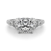 Noble Sidestone Round Diamond Engagement Ring in 10K/14K gold and platinum with certified lab-grown or natural diamonds