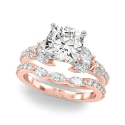 Noble Sidestone Round Diamond Engagement Ring in 10K/14K gold and platinum with certified lab-grown or natural diamonds
