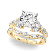 Noble Sidestone Round Diamond Engagement Ring in 10K/14K gold and platinum with certified lab-grown or natural diamonds
