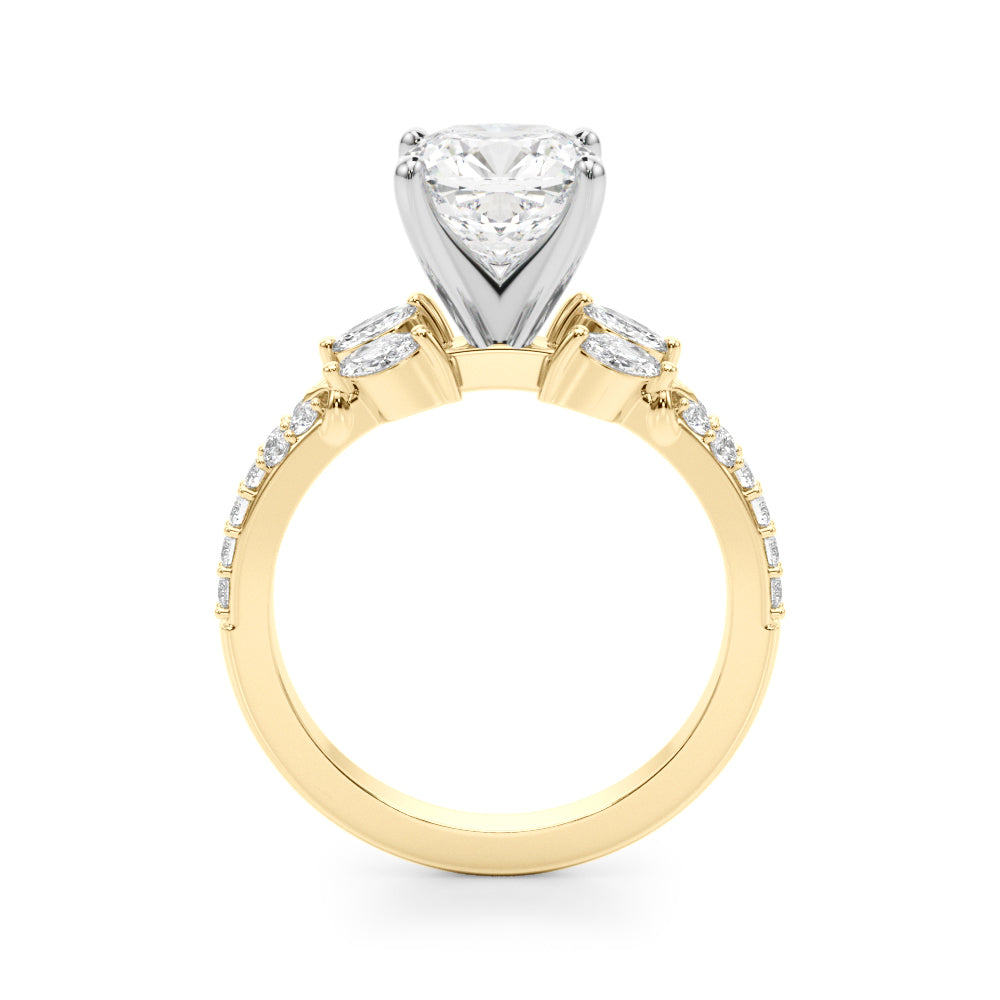 Noble Sidestone Round Diamond Engagement Ring in 10K/14K gold and platinum with certified lab-grown or natural diamonds