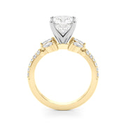 Noble Sidestone Round Diamond Engagement Ring in 10K/14K gold and platinum with certified lab-grown or natural diamonds