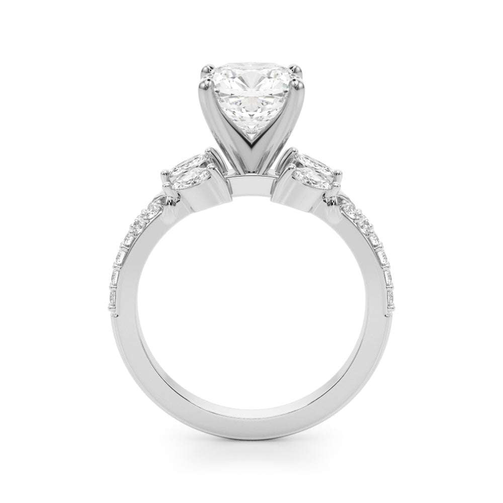 Noble Sidestone Round Diamond Engagement Ring in 10K/14K gold and platinum with certified lab-grown or natural diamonds