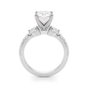 Noble Sidestone Round Diamond Engagement Ring in 10K/14K gold and platinum with certified lab-grown or natural diamonds