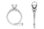 Noble Sidestone Round Diamond Engagement Ring in 10K/14K gold and platinum with certified lab-grown or natural diamonds
