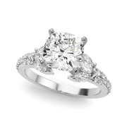 Noble Sidestone Round Diamond Engagement Ring in 10K/14K gold and platinum with certified lab-grown or natural diamonds