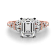 Noble Sidestone Round Diamond Engagement Ring in 10K/14K gold and platinum with certified lab-grown or natural diamonds