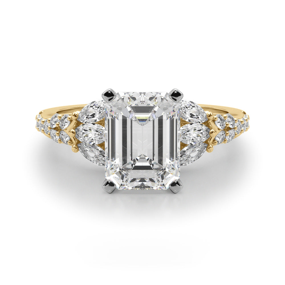 Noble Sidestone Round Diamond Engagement Ring in 10K/14K gold and platinum with certified lab-grown or natural diamonds