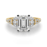 Noble Sidestone Round Diamond Engagement Ring in 10K/14K gold and platinum with certified lab-grown or natural diamonds