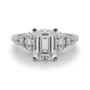 Noble Sidestone Round Diamond Engagement Ring in 10K/14K gold and platinum with certified lab-grown or natural diamonds