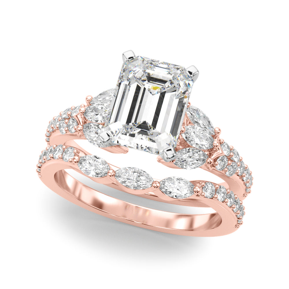 Noble Sidestone Round Diamond Engagement Ring in 10K/14K gold and platinum with certified lab-grown or natural diamonds