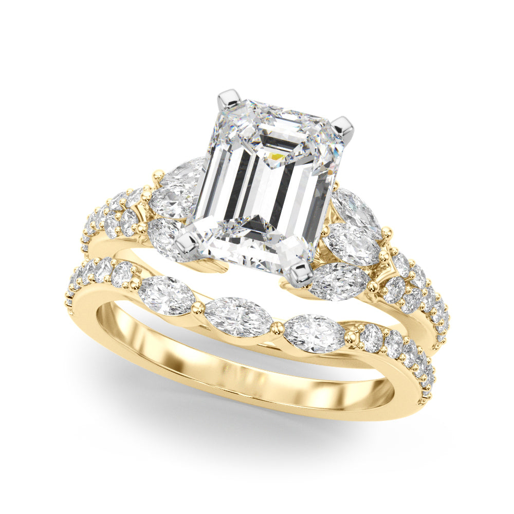 Noble Sidestone Round Diamond Engagement Ring in 10K/14K gold and platinum with certified lab-grown or natural diamonds