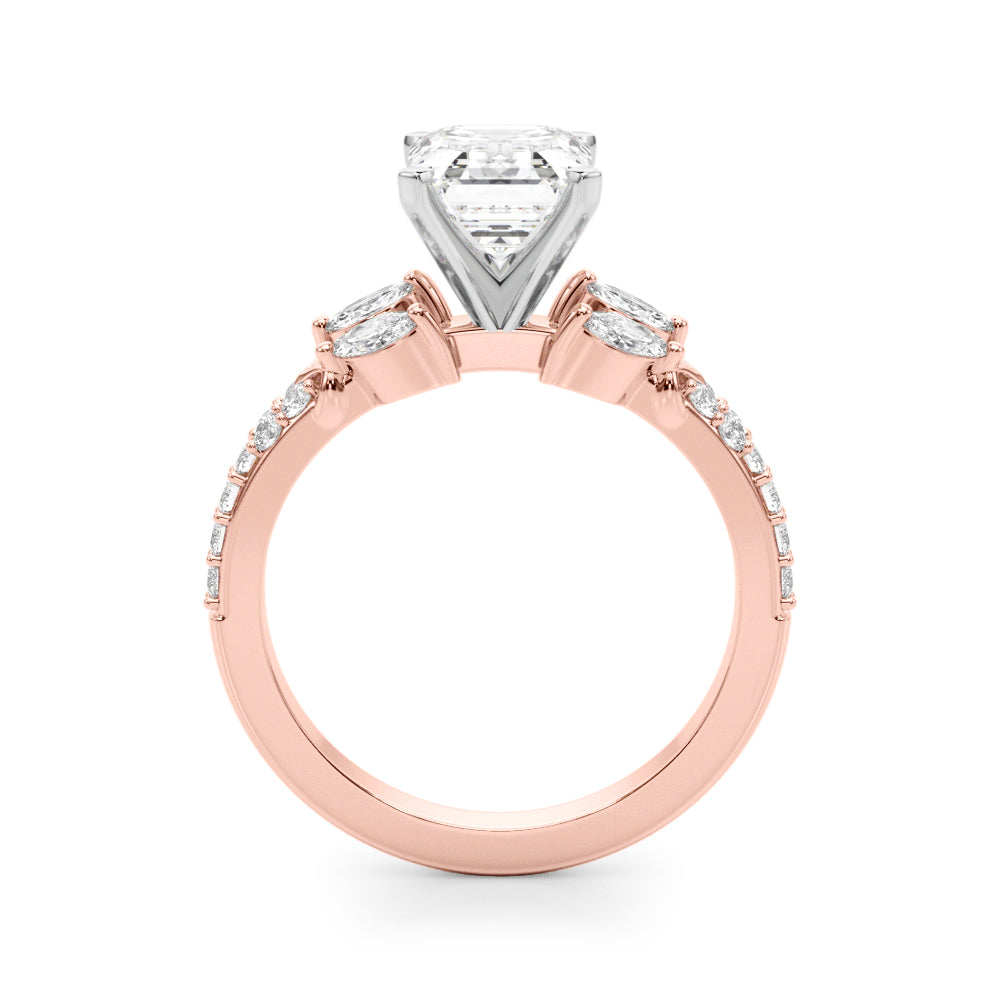Noble Sidestone Round Diamond Engagement Ring in 10K/14K gold and platinum with certified lab-grown or natural diamonds