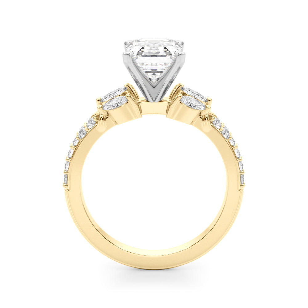 Noble Sidestone Round Diamond Engagement Ring in 10K/14K gold and platinum with certified lab-grown or natural diamonds