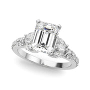 Noble Sidestone Round Diamond Engagement Ring in 10K/14K gold and platinum with certified lab-grown or natural diamonds