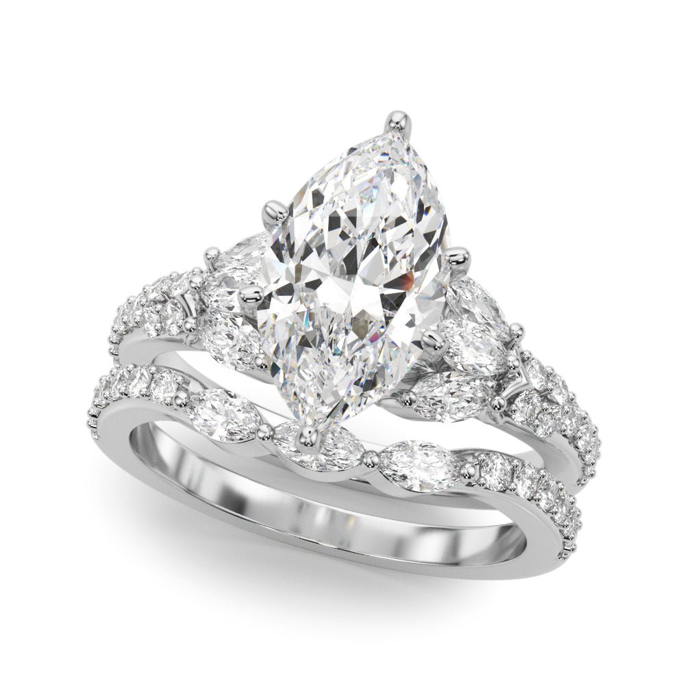 Noble Sidestone Round Diamond Engagement Ring in 10K/14K gold and platinum with certified lab-grown or natural diamonds